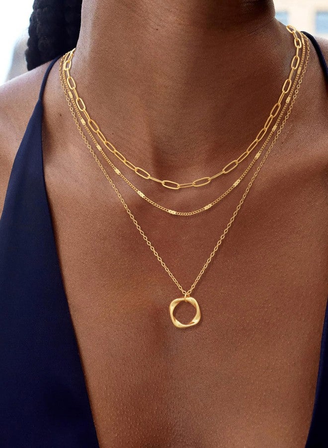 VIROMY Gold Necklace for Women 14k Gold Chain Necklaces Dainty Layered Necklaces Simple Stackable Pendant Necklaces Paperclip Dot Chain Choker Jewelry for Women - Image 3